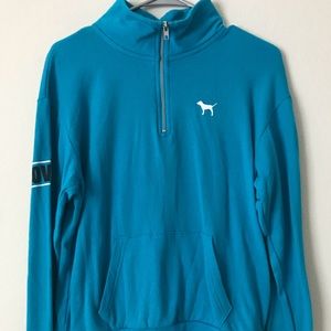 PINK blue zip pullover
